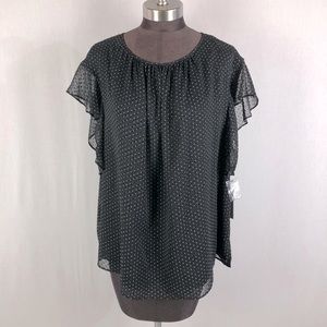 Vince Camuto Lightweight Black Polka Dot Blouse 1X